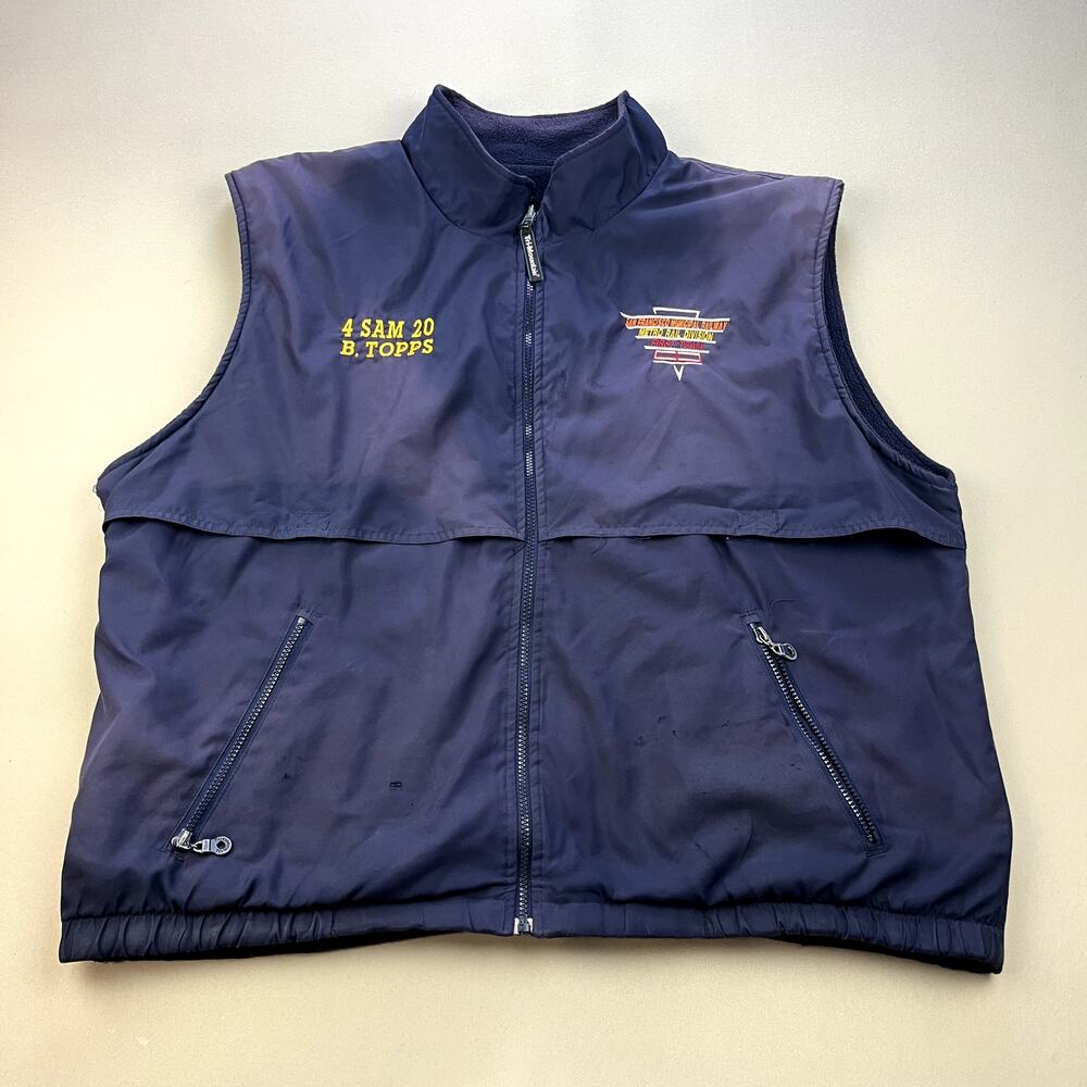 Vintage Muni San Francisco Vest Jacket Mens XXL Blue Reversible Fleece SFMTA Zip